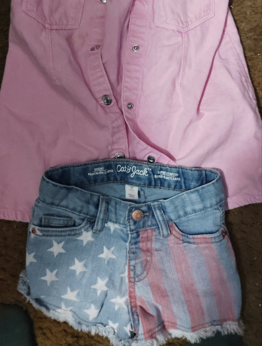 Cat & Jack Light Blue Denim Shorts with Pink Lining